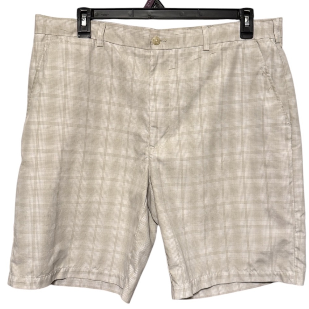 White and Tan Athletic Shorts Lightweight Design